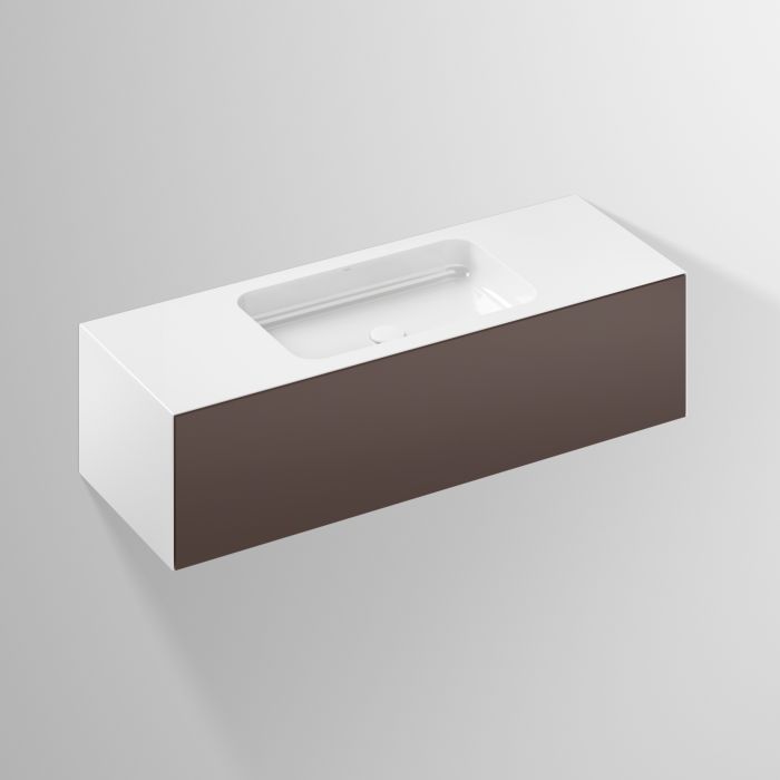 Alape Folio Waschplatz 5157513000 1254x500mm, schattenerde, ohne Hahnloch/Überlauf