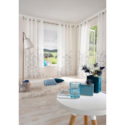 Gardine OTTO HOME "Yalinga" Gr. 2, grau (weiß, grau), B:140cm H:175cm, Polyester, Gardinen, Gardine, Vorhang, Fertiggardine, transparent