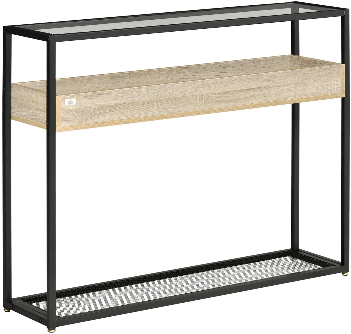 Homcom Smalle Consoletafel met Glasplaat voor de Woonkamer of Hal