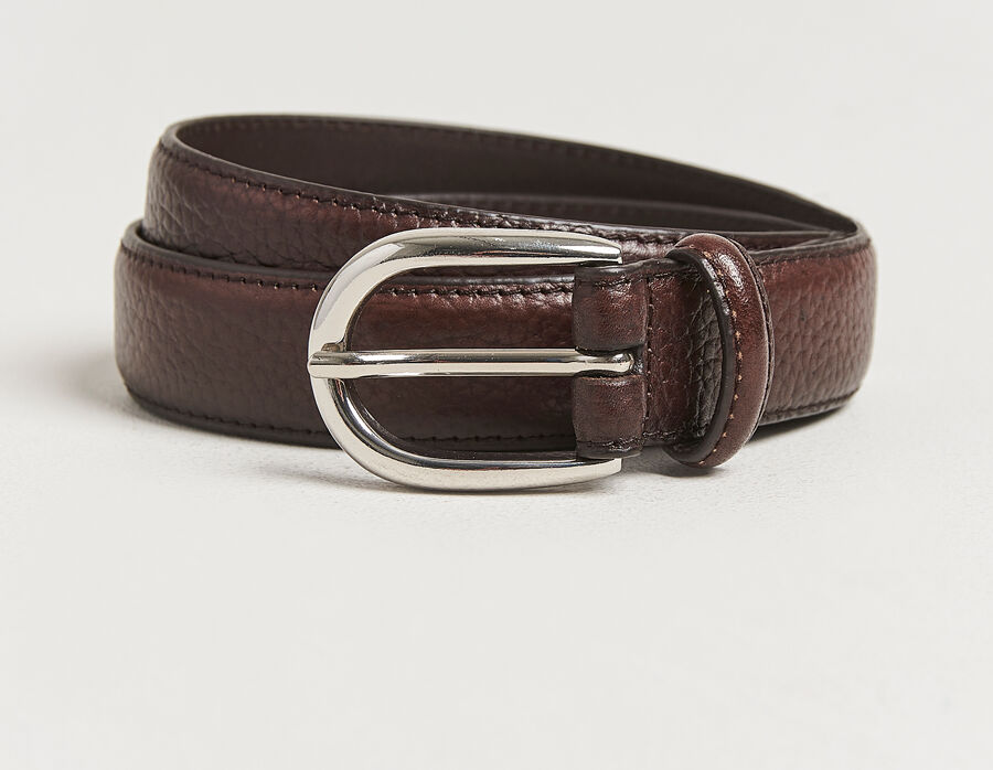 Loake Shoemakers Harry Grained Leather Belt Dark Brown men W40 Brun