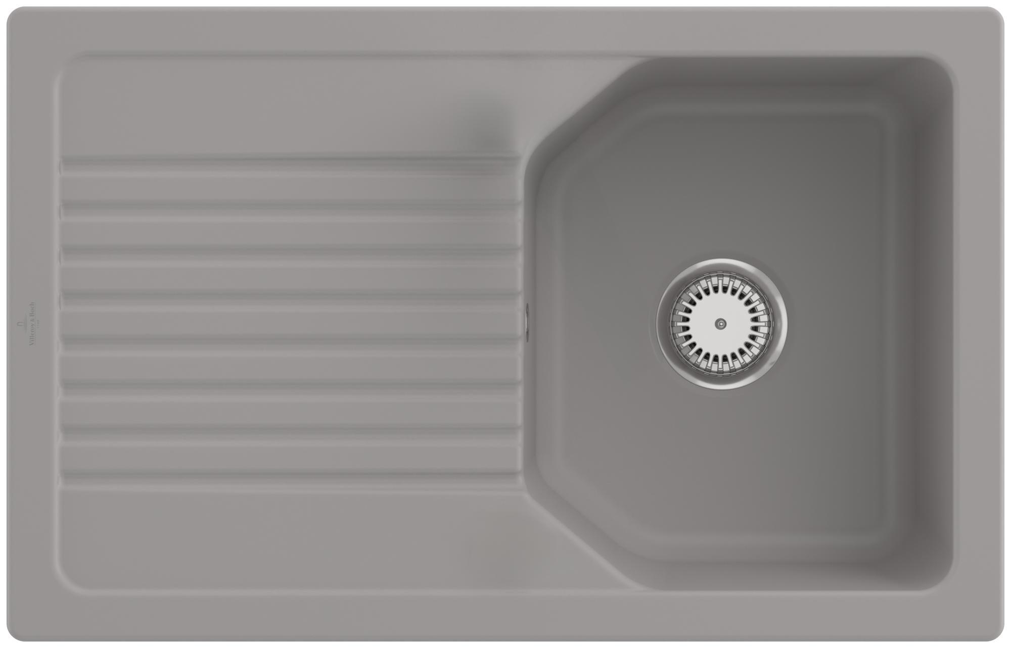 Villeroy & Boch 338401KD Linara 45 Keramikspüle Einbauspüle Unterschrankbreite ab 45 cm Fossil mit Handbetätigung - inkl.
