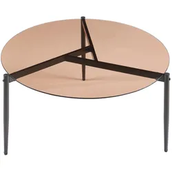 En.Casa, Couchtisch + Beistelltisch, Couchtisch Ulökantaa Ø80x40 cm Rauchglas, braun (80 x 40 cm)
