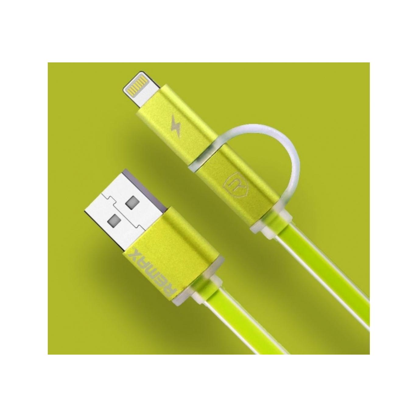Remax Aurora Dualport Lightning & MicroUSB Flachband Kabel (USB 3.2 Gen 1) (00016541)