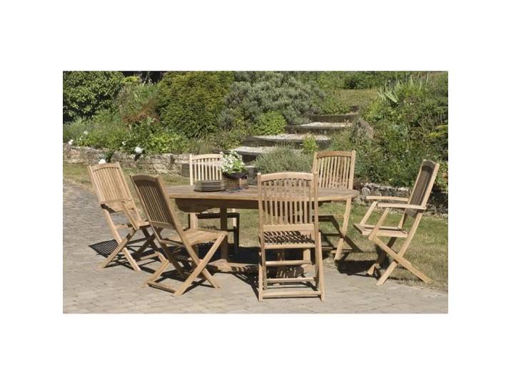 JARDITECK Table ovale en teck - 4 chaises et 2 fauteuils