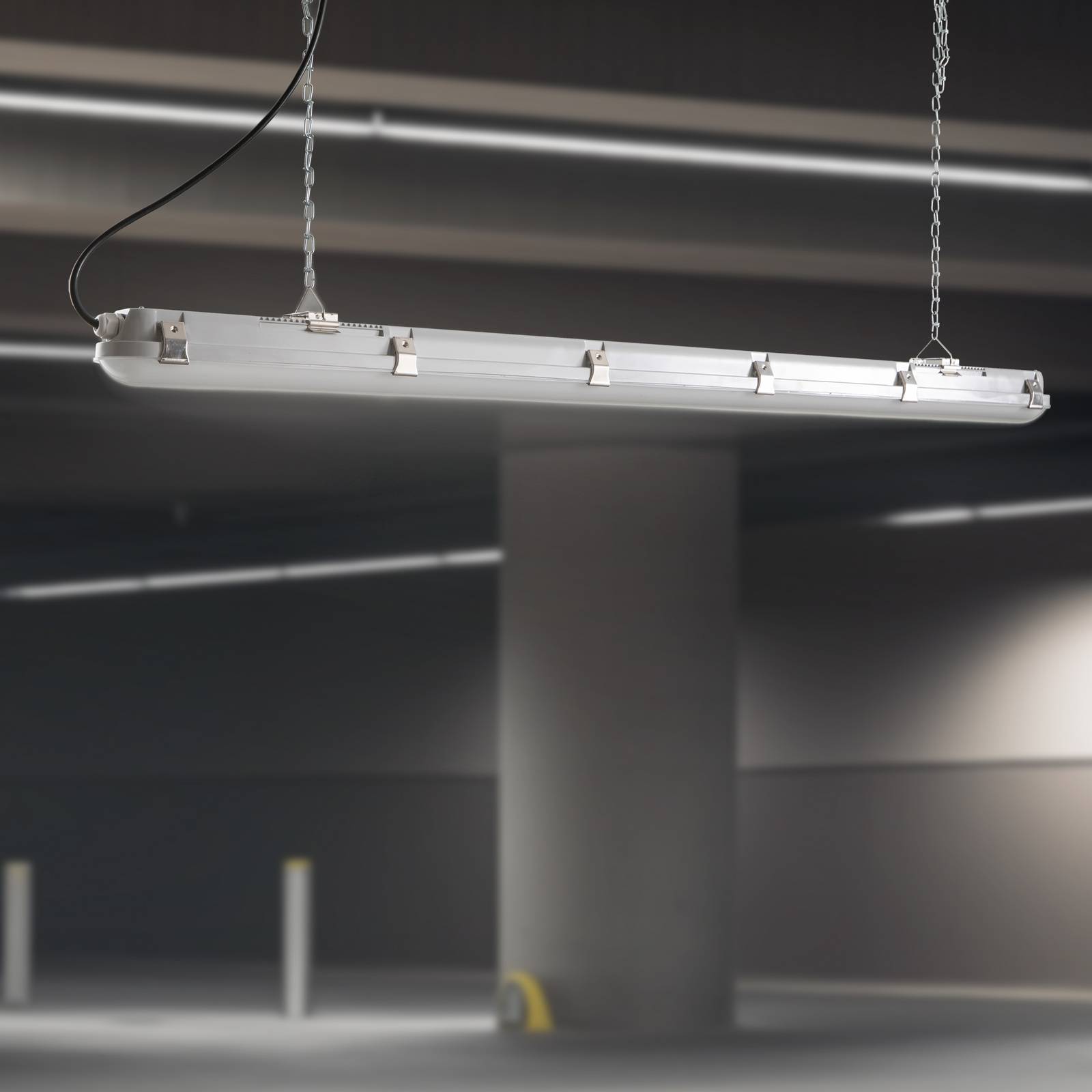 BRUMBERG Humid One moisture-proof light, 51 W, 149 cm, Alu / grey / zinc, Plastic