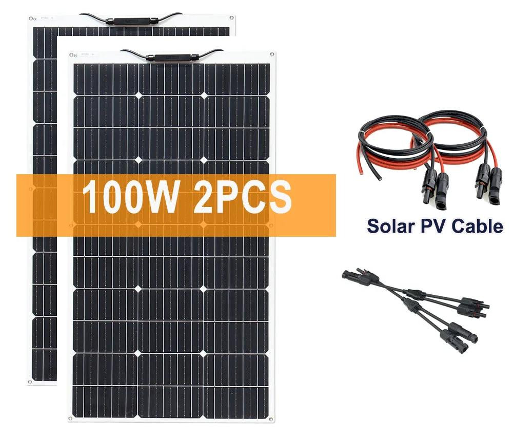Selius 200W Flexibel Monokristallijn Zonnepaneel Kit met Solar Controller voor 12V