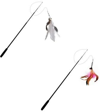 Uplifted Finds Extendable Cat Teaser Wand With Retractable Feather Toy And Bell mixed Colour 30 Pcs