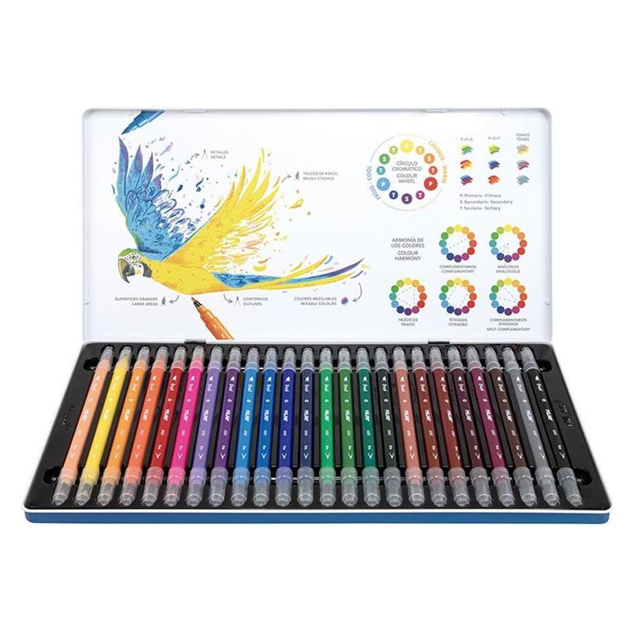 Milan Filzstifte mit 2 Spitzen, 24 Farben pro Meter. Verpackung (24x) (500636)