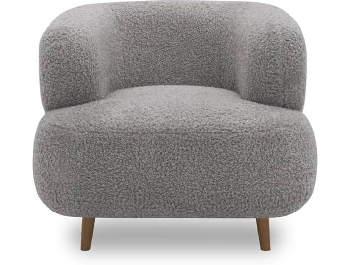 DOMO. collection Sessel Melo, Taschenfederkern, Grau Sessel mit Taschenfederkern, organische Form und stilvolle Holzfüße, 90 x 86 x 73 cm (BxTxH)