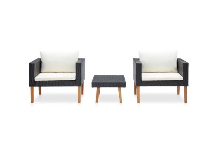 VD Salon de jardin 3 pcs avec coussins Résine tressée Noir Mobilier outdoor @EU3109BONE