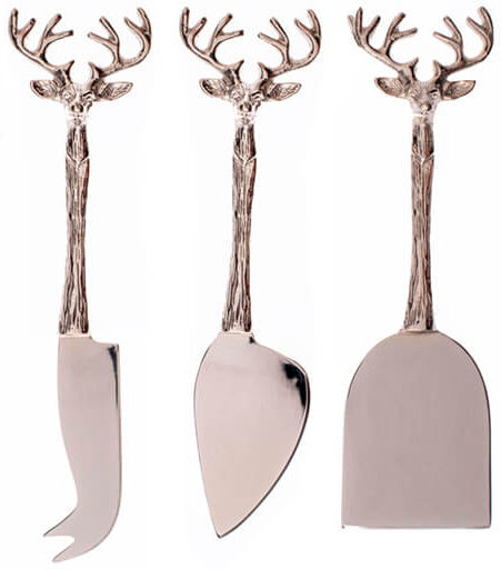 Selbrae House Just Slate Company Set of 3 Stag Cheese Knives