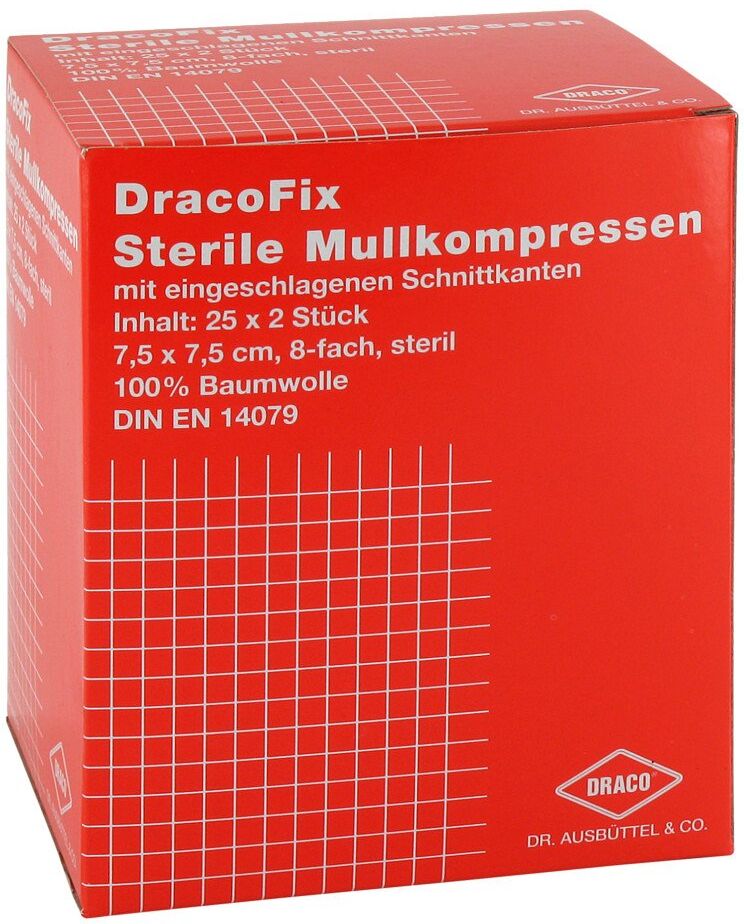 Dracofix Peel Kompressen 7,5x7,5 cm steril 8fach 25X2stk