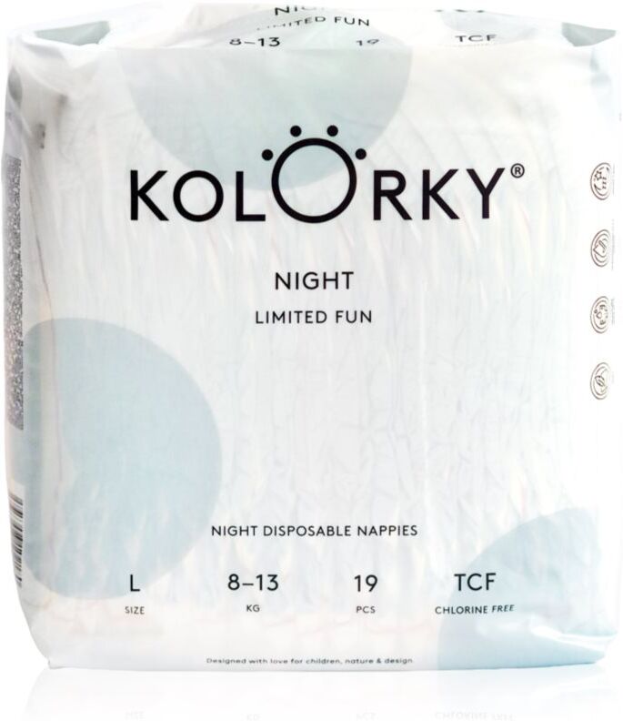 Kolorky Night Limited Fun couches jetables pour la nuit taille L 8-13 kg 19 pcs