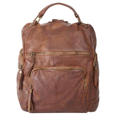 Cityrucksack SAMANTHA LOOK "SAMANTHA LOOK Damen echt Leder, Made in Italy", Damen, Gr. B/H/T: 35cm x 28cm x 15cm, onesize, braun (cognac), Leder, Rindsleder, Retro, Rucksäcke Cityrucksack, echt Leder, Made in Italy