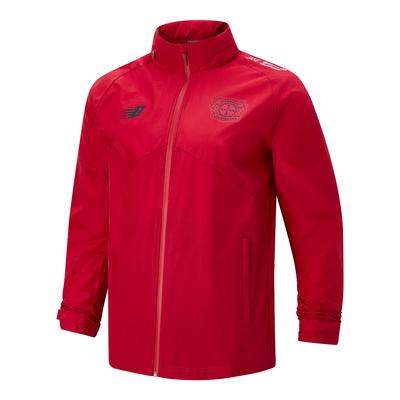 Trainingsjacke NEW BALANCE "BAYER 04 LEVERKUSEN SHOWER JACKET", Herren, Gr. M, rot (crimson), Obermaterial: 100% Polyester, Jacken Trainingsjacke, aus Polyester, für Erwachsene