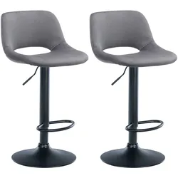 CLP 2er Set Barhocker Camden Samt schwarz   Farbe: dunkelgrau, Material Gestell: Metall matt schwarz