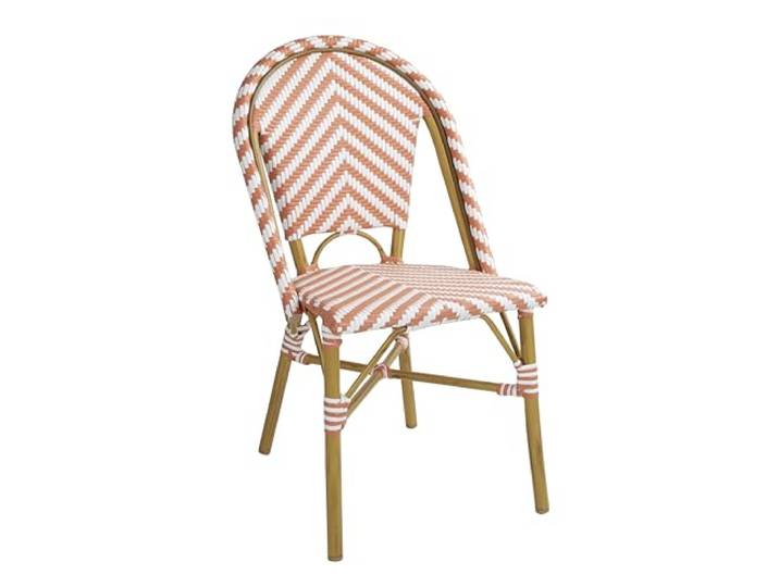Bolero Pariser Stil Rattan Beistellstuhl Koralle, Aluminium & PE Geflecht, Korallenrot