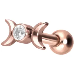Titan Ohrpiercing mit Innengewinde 2 MONDE + KRISTALL