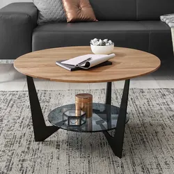 Wohnzimmertisch Designercouchtisch in Eichefarben und Schwarz