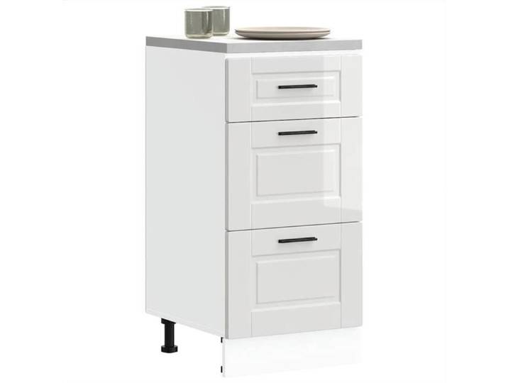 SOLOMOON@ Colonne cuisine - Armoire de cuisine Porto - blanc brillant bois ingénierie FR 1133