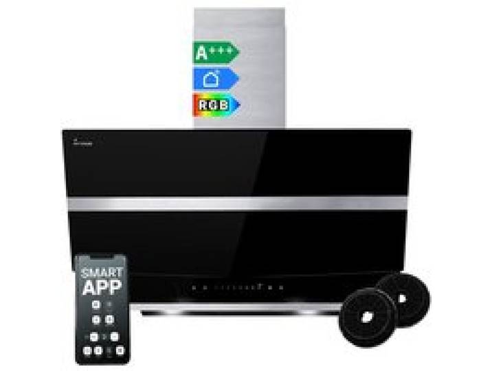 KKT KOLBE Hotte aspirante 80 cm Murale inclinée Inox & verre noir WiFi LED RVB Commande tactile HERMES8005SM