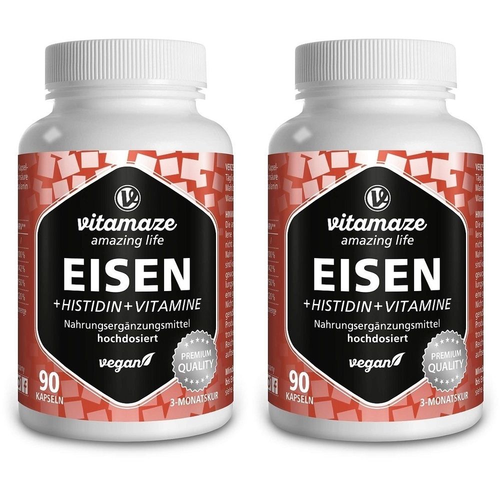 Eisen 20 mg+Histidin+Vitamine C/B9/B12 Kapseln 2x 2x90 St