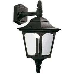 Außenleuchte Laterne Wandlampe ALU-Druckguss Glas Schwarz H 38 cm Downleuchte