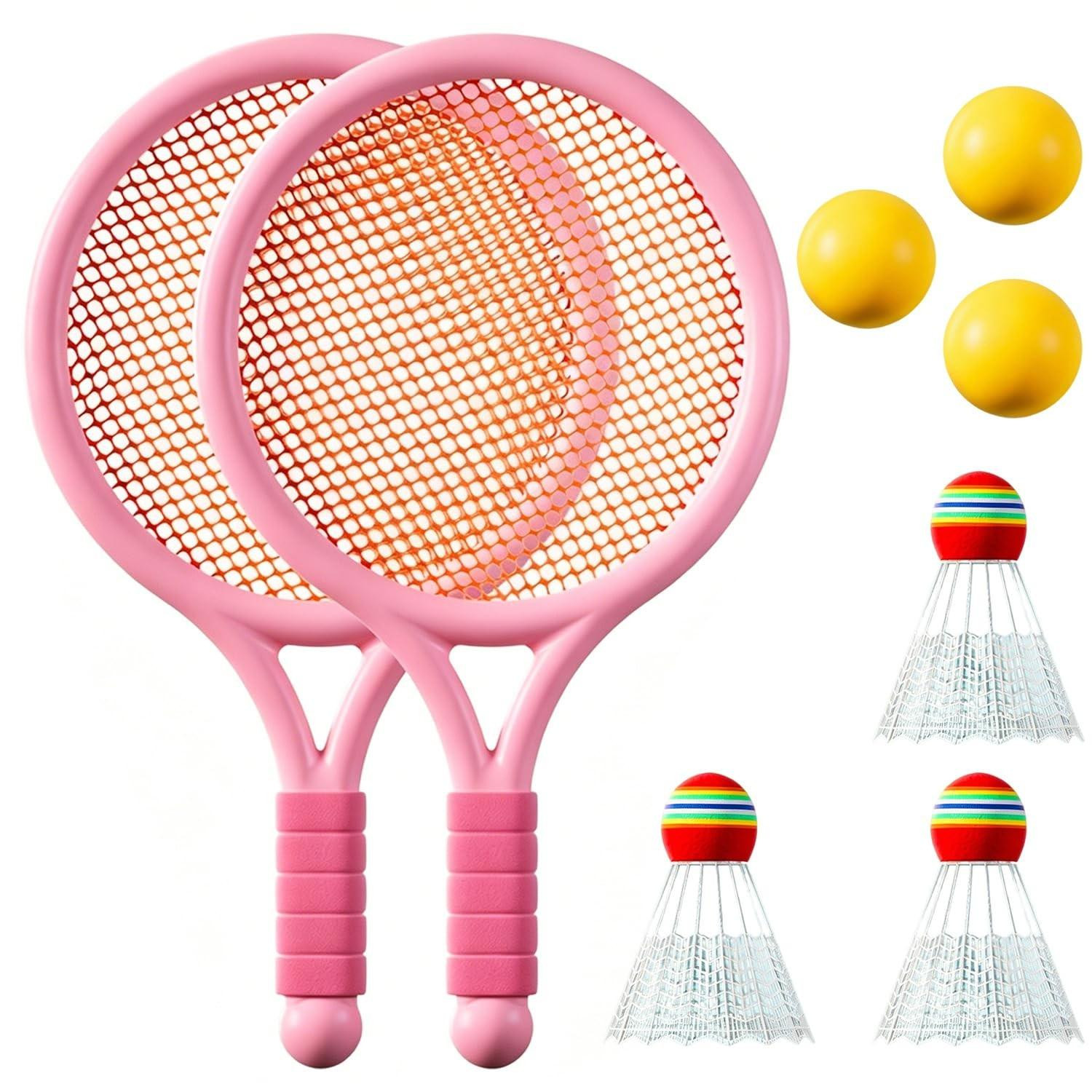 Badmintonset voor kinderen met 2 rackets en 3 ballen