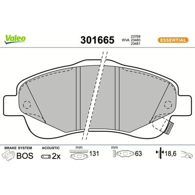 VALEO Bremsbelagsatz, Scheibenbremse FIRST 301665 Vorderachse für TOYOTA