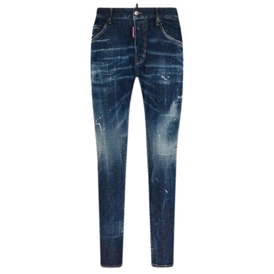 Dsquared2 Skater Jeans Destroyed Reinforced Patch Blauwe Jeans