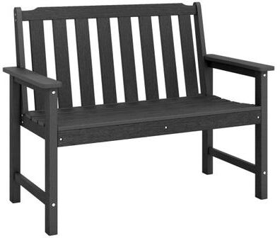 Costway 2-Person All Weather HDPE Outdoor Garden Bench with Backrest and Armrests-Black