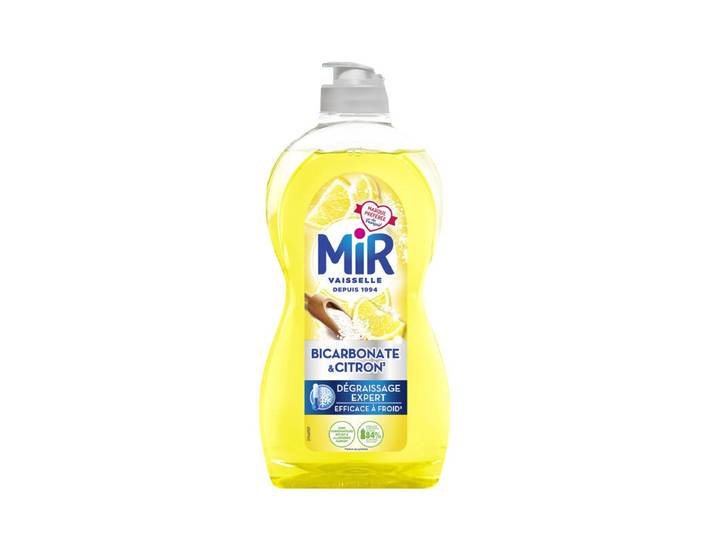 Mir Liquide Vaisselle Dégraissant Expert au Bicarbonate et au Citron, Hautement Concentré, 450 ml