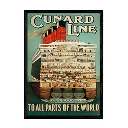 POSTER Transatlantisch Vintage A4 Schwarzer Rahmen