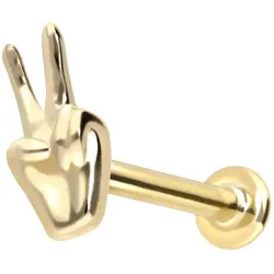 14 Karat Gold Labret mit Push Fit PEACE-ZEICHEN