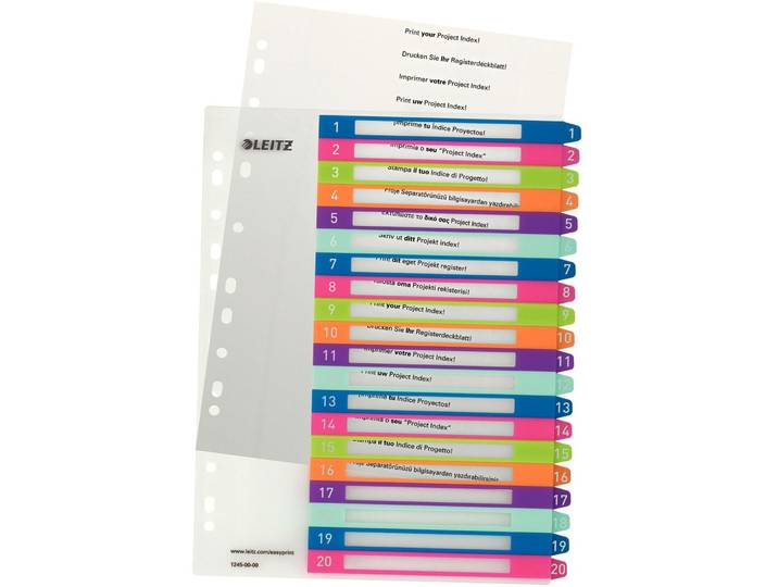 Registerblätter Leitz WOW A4 1-20 - Farbe: Mehrfarbig - Registerblätter