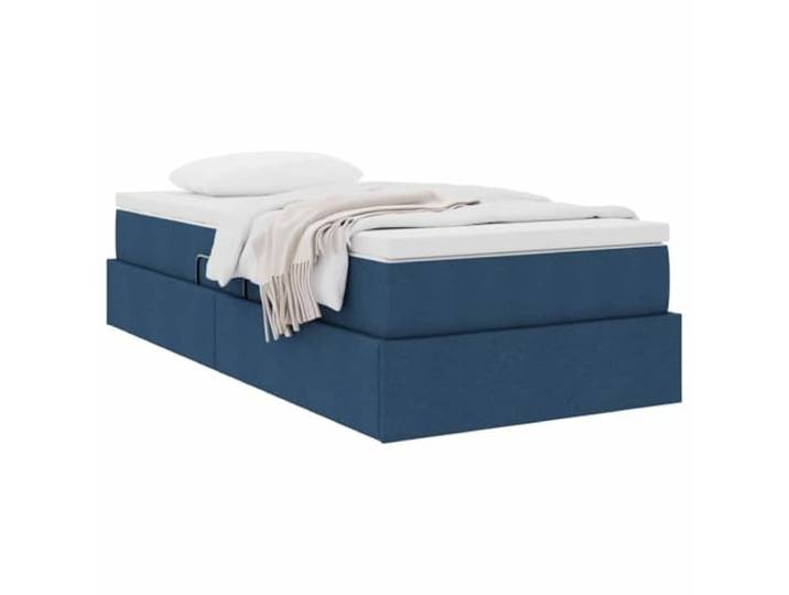 KTHLBRH Boxspringbett mit Matratze blau 100 x 200 cm Hydraulisches Heben, Metallrahmen, Schaumstoff und Taschenfedern, Einzelbett breit