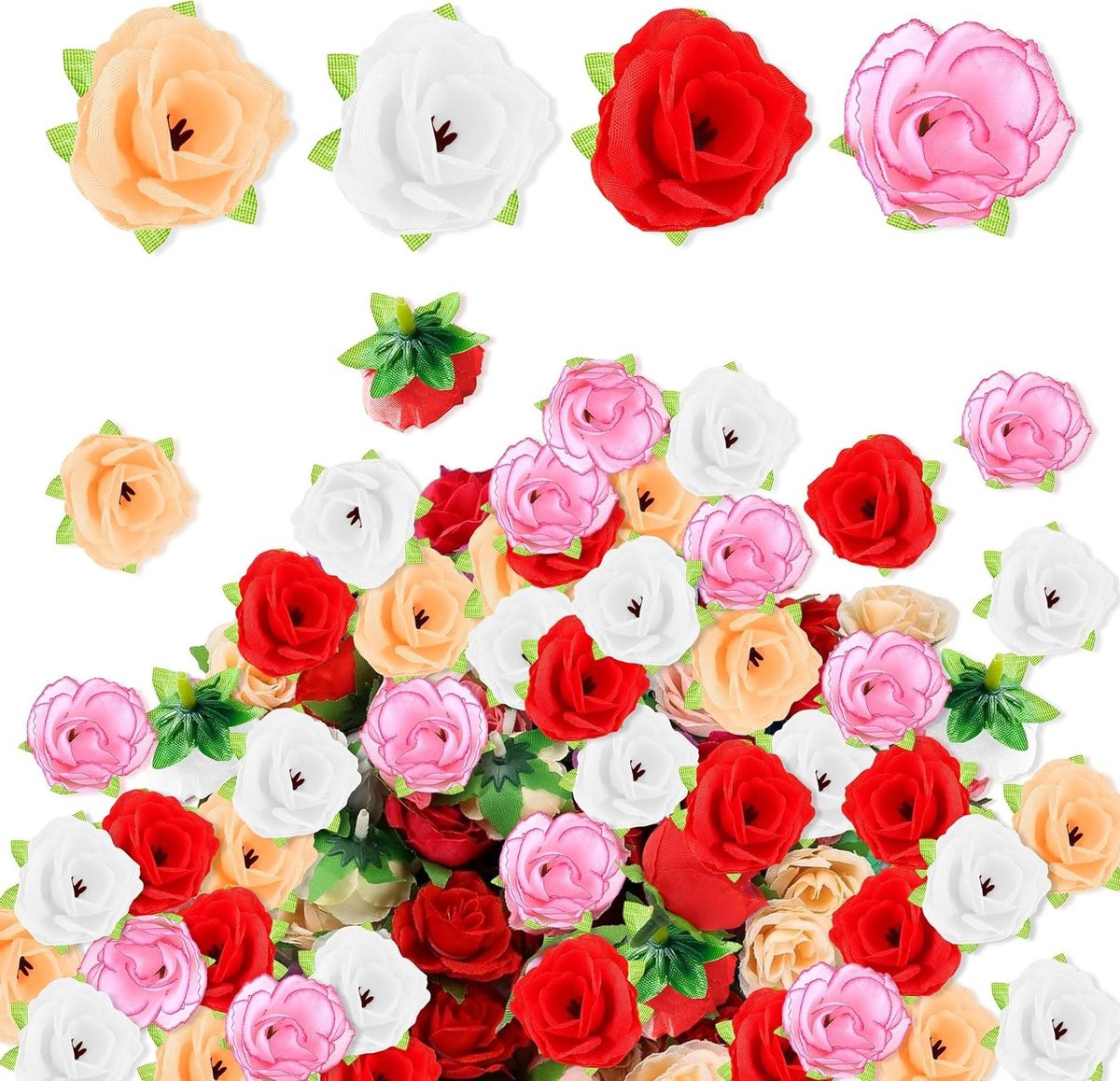 80 stuks Mini Kunstbloemen - Kleine zijden rozen voor decoratie en scrapbooking