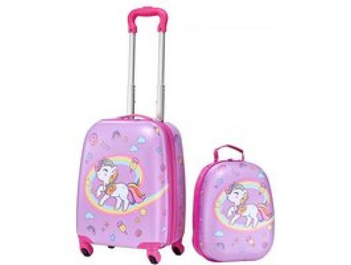 VEVOR 2 tlg. Kinderkoffer Set, 457,2 mm, Hartschalenkoffer mit Rollen & Rucksack, Kindertrolley, Kids Suitcase, perfekte Geschenke für Jungen und Mädchen, praktisch für Reisen & Fliegen (Einhorn)