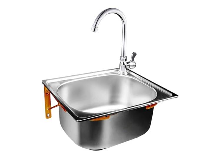 ZQFHSX Wandmontiertes Edelstahl-Küchenwaschbecken mit Armatur für Küche, Haushalt, Balkon, Bar (48x35cm)