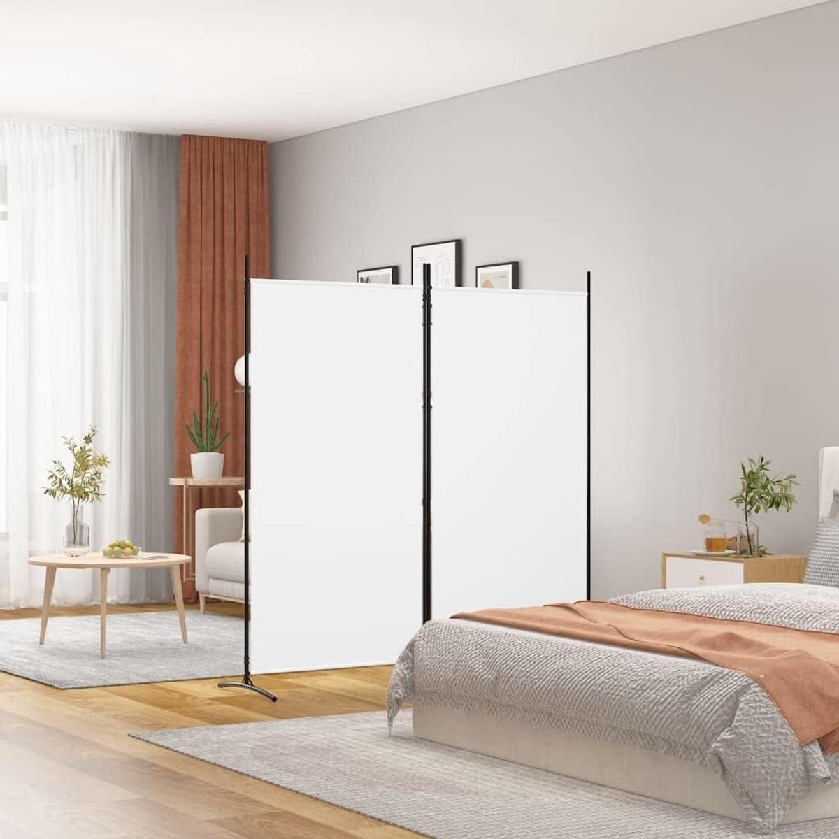Wit Opvouwbaar Room Divider Privacy Scherm 175 x 180 cm