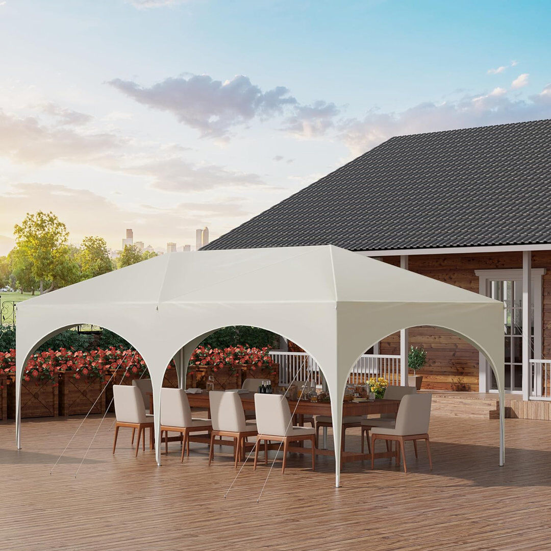 Dakota Fields Breyawna 5.83 x 2.93m Metal Party Tent Beige