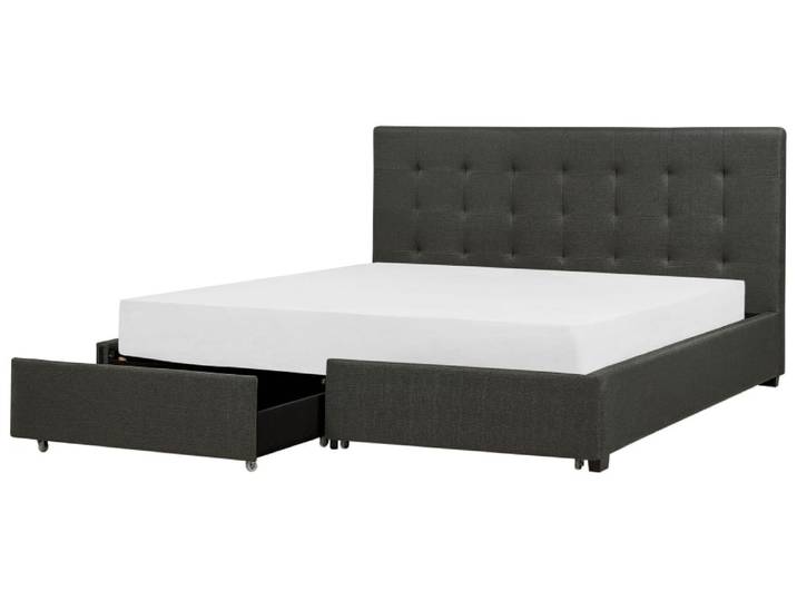 Lit double en tissu gris 180x200