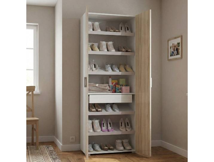 Angy - Armoire polyvalente 2 portes\, 72x195h cm Chêne Brun\, un tiroir Italy