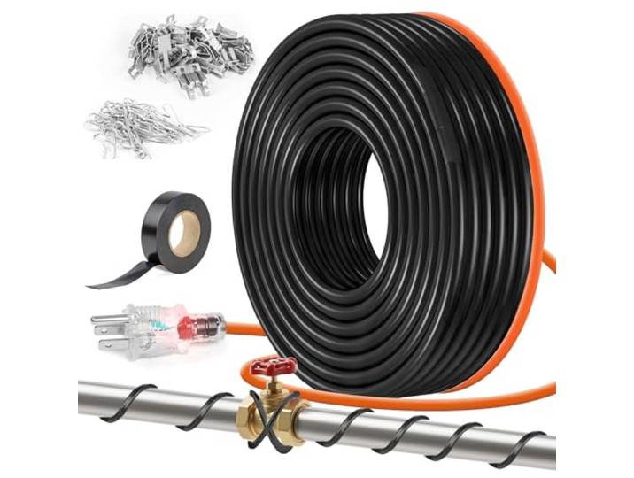 Rohrheizungskabel für Rohre, Gefrierschutz, 90 m - 60 m Heizkabel für Wasserrohre (Metall und Kunststoff), Rohr-Wärmeband hält Wasser bei -40 °C fließend, 120 V Sanitär-Armatur