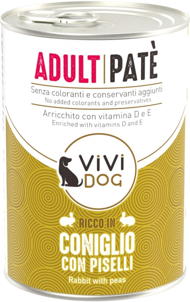 ViVi Dog Adult Paté 400G CONIGLIO CON PISELLI
