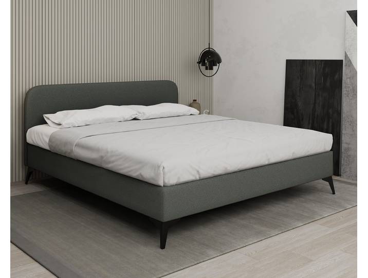 MAVILO 180x200cm, Polsterbett, Doppelbett, Stoff Grau - Raven 10