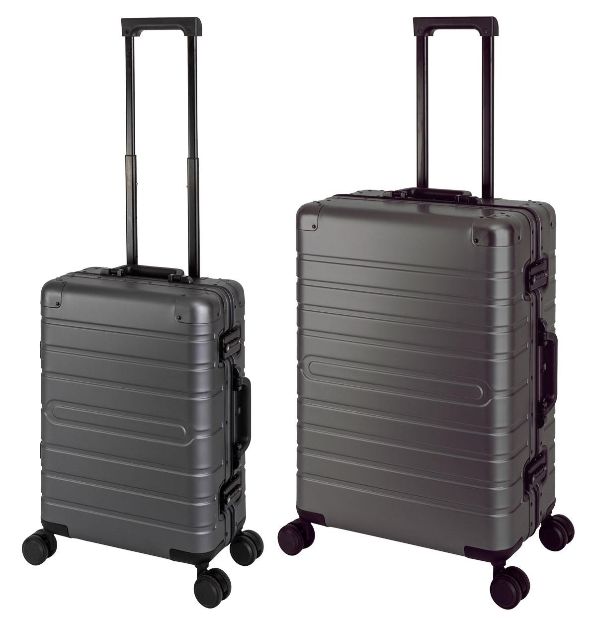 Travelhouse Oslo 2-teiliges Reisekoffer Set aus 100% Aluminium in Anthrazit Handgepäck Koffer S 44L und Koffer M 70L
