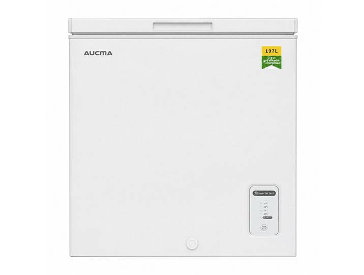 AUCMA 197 L Congélateur coffre convertible, réfrigérateur et congélateur réversible, congélateur à ouverture par le haut, classe énergétique E, fonctionnement silencieux, contrôle numérique de la température à 5 niveaux, panier amovible avec évacuation de
