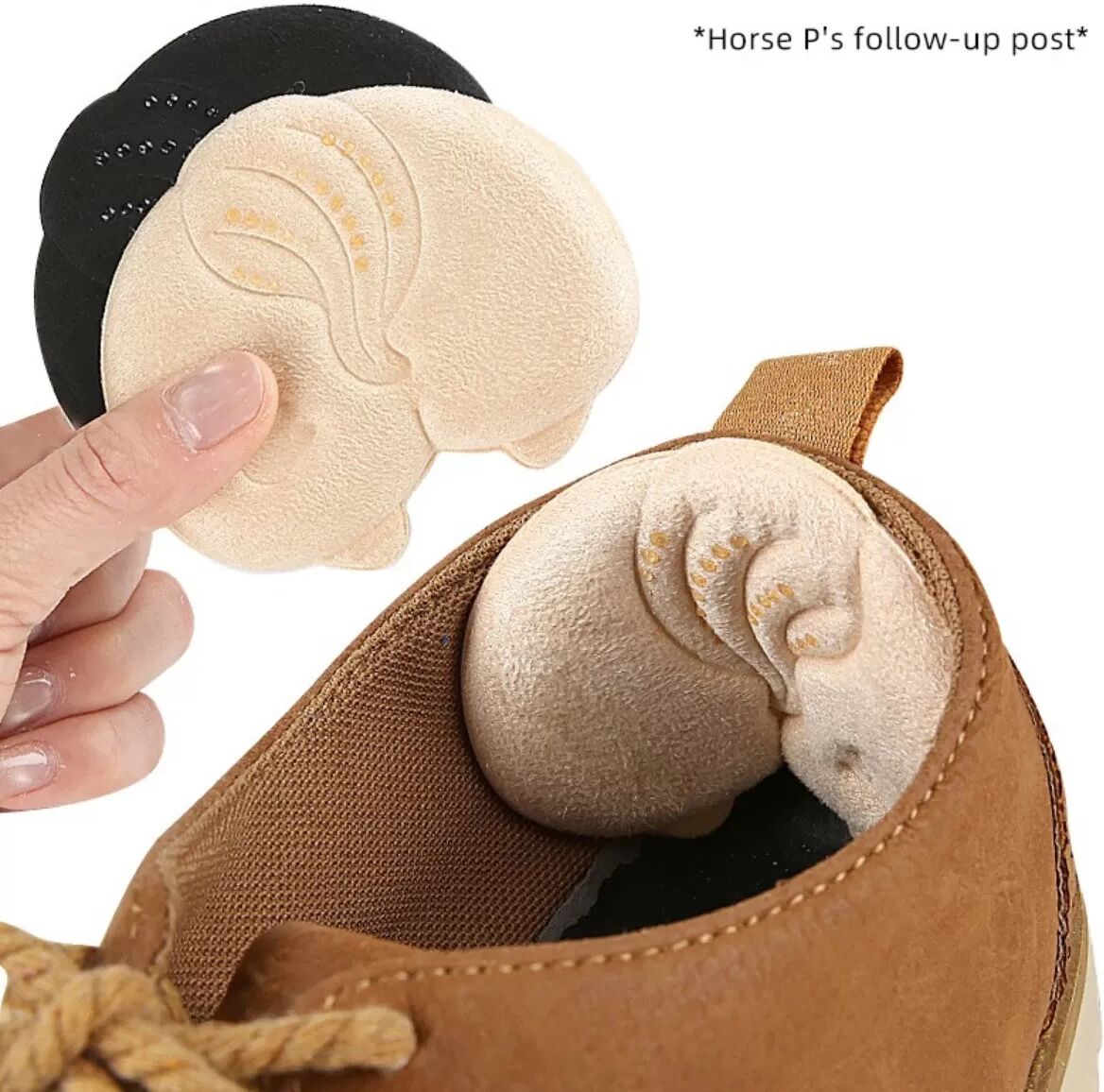 INF 2 Paar Dicke Fersenpolster - Wildleder Schwamm Silikon Fersenpolster mit klebstoff ohne Rückstände für Sneaker, Beige