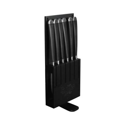 Steakmesser PINTINOX "AUDREY mit Sägeschliff, im 6er Klarsichtkarton", schwarz, B:18mm, Edelstahl, Kunststoff, Essmesser, designt von dem Künstler Marcell Ziliani